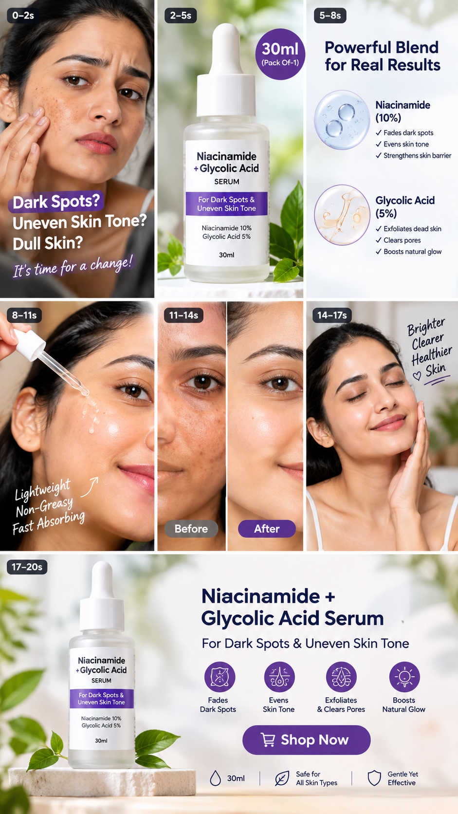 Niacinamide with Glycolic Acid Serum for Dark Spots 30ml (Pack Of-1)